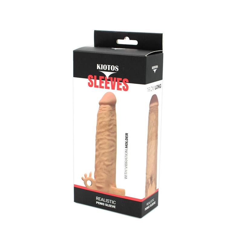 Kiotos - Realistic Penis Sleeve van 19 cm met Vibrator Bullet Houder en Ball Stretcher - Boost Je Intieme Momenten!-Laced-up.nl
