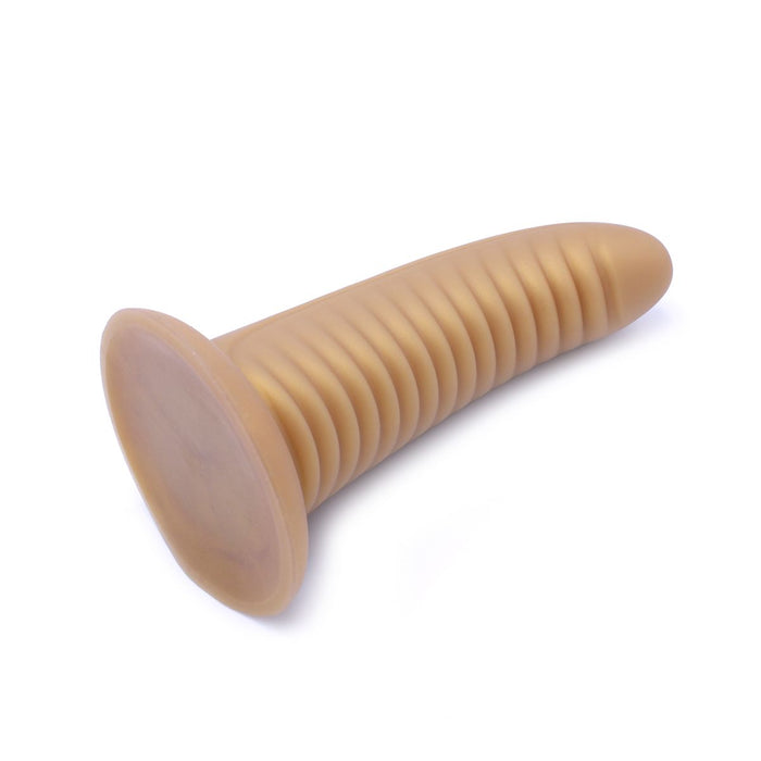 Kiotos Ribbed Penis XL Shinny Flesh Suction Dildo - Amazing Shinny Gold/Flesh Silicone - 8 cm diameter x 30 cm lang-Erotiekvoordeel.nl