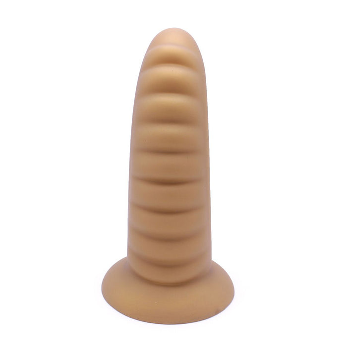 Kiotos - Ribbed Penis XL Shinny Flesh Suction Dildo - Amazing Shinny Gold/Flesh Silicone - 8 cm diameter x 30 cm lang-Laced-up.nl