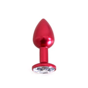 Kiotos - Rode Aluminium Buttplug Met Wit Sierkristal-Erotiekvoordeel.nl