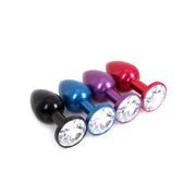Kiotos - Rode Aluminium Buttplug Met Wit Sierkristal-Erotiekvoordeel.nl