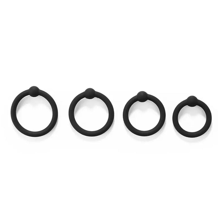 Kiotos - Set Van 4 Siliconen eikelringen - Zwart-Laced-up.nl