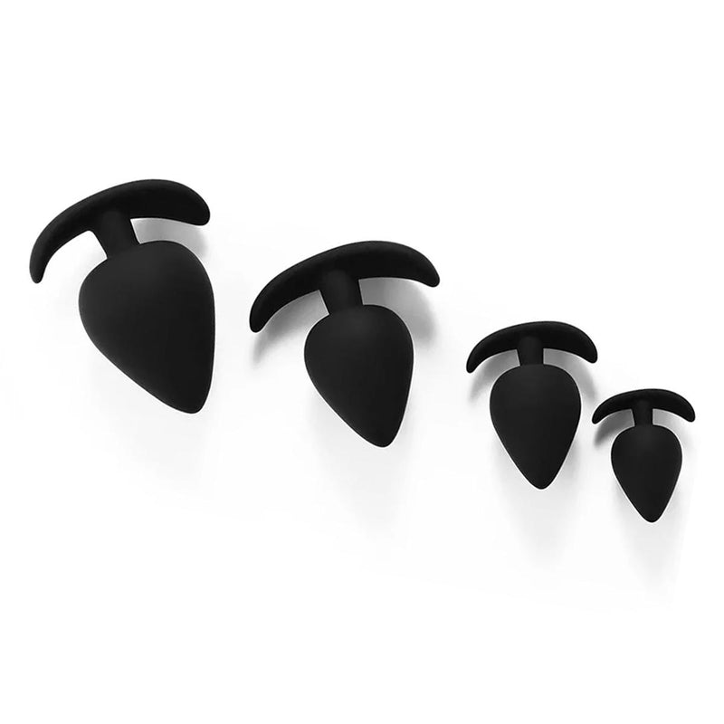 Kiotos - Siliconen Anker Buttplug Set - 4 Stuks - Zwart-Laced-up.nl