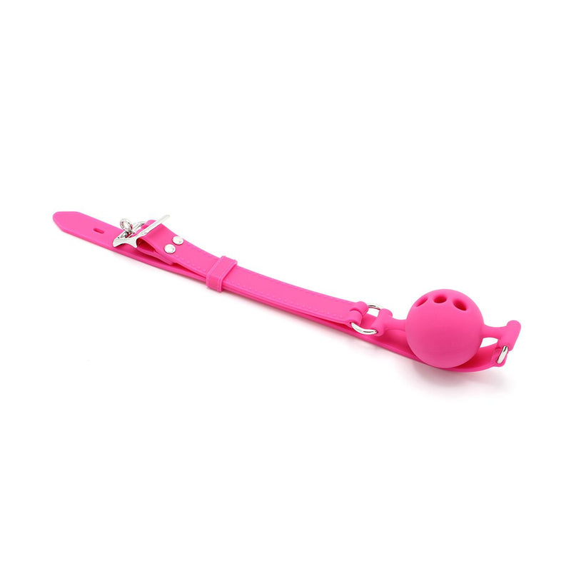 Kiotos - Siliconen Ball Gag Met (adem)gaten - Roze-Laced-up.nl