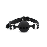 Kiotos - Siliconen Ball Gag Met (adem)gaten - Zwart-Laced-up.nl