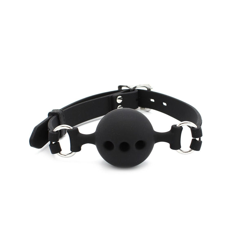 Kiotos - Siliconen Ball Gag Met (adem)gaten - Zwart-Laced-up.nl