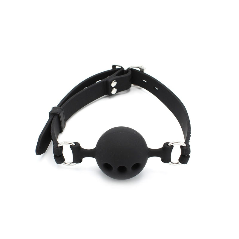 Kiotos - Siliconen Ball Gag Met (adem)gaten - Zwart-Laced-up.nl