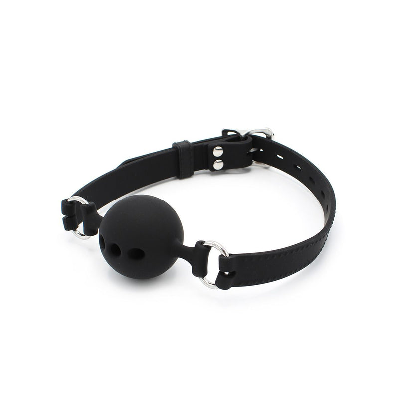 Kiotos - Siliconen Ball Gag Met (adem)gaten - Zwart-Laced-up.nl