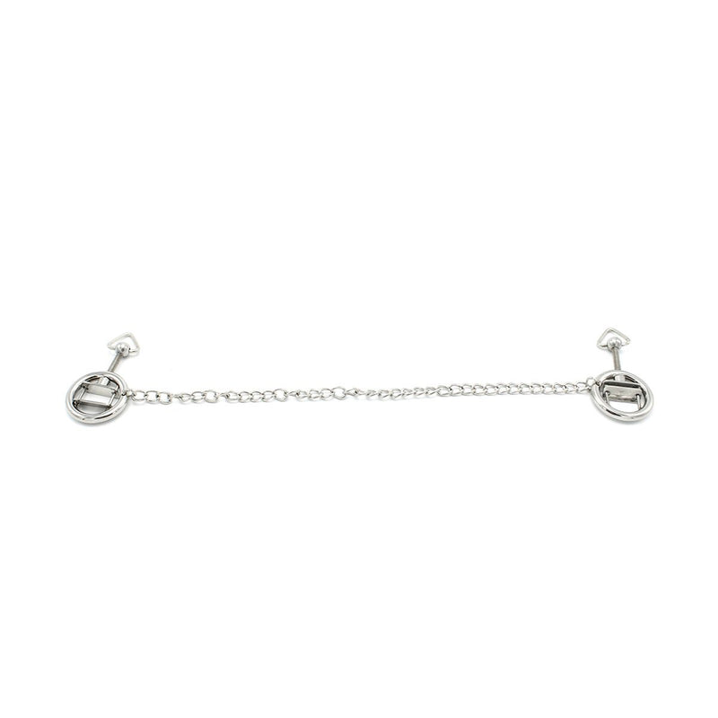 Kiotos - Stalen Tepelklem Ringen Met Ketting - RVS - Lengte Ketting 38 cm-Erotiekvoordeel.nl
