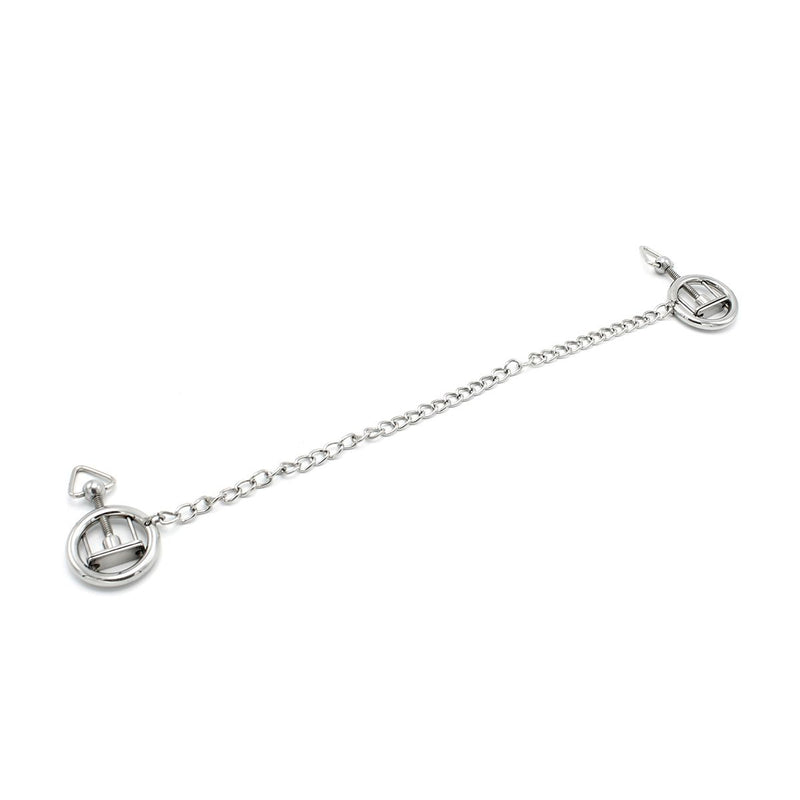 Kiotos - Stalen Tepelklem Ringen Met Ketting - RVS - Lengte Ketting 38 cm-Erotiekvoordeel.nl