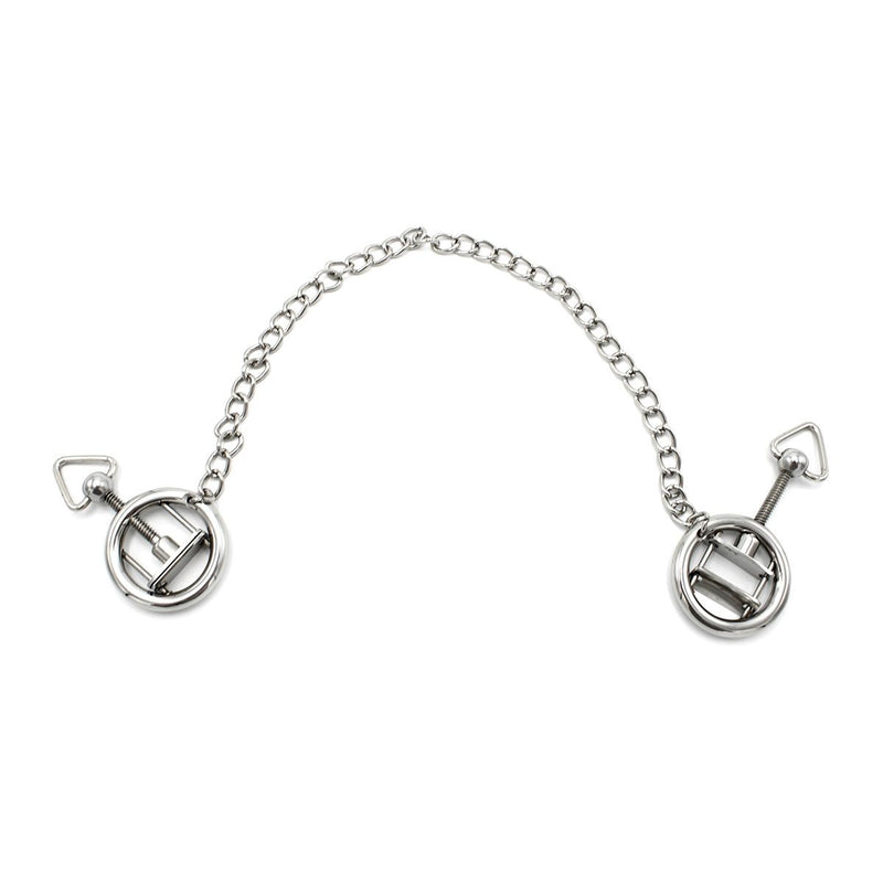 Kiotos - Stalen Tepelklem Ringen Met Ketting - RVS - Lengte Ketting 38 cm-Erotiekvoordeel.nl