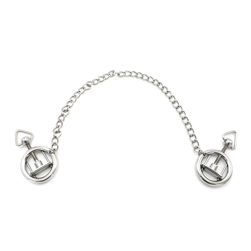 Kiotos - Stalen Tepelklem Ringen Met Ketting - RVS - Lengte Ketting 38 cm-Erotiekvoordeel.nl