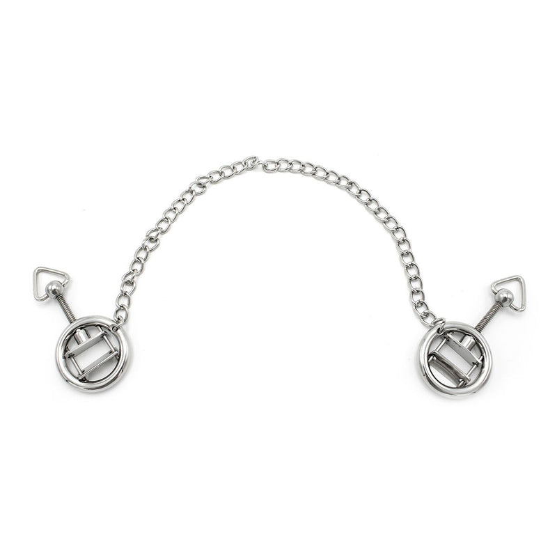 Kiotos - Stalen Tepelklem Ringen Met Ketting - RVS - Lengte Ketting 38 cm-Erotiekvoordeel.nl