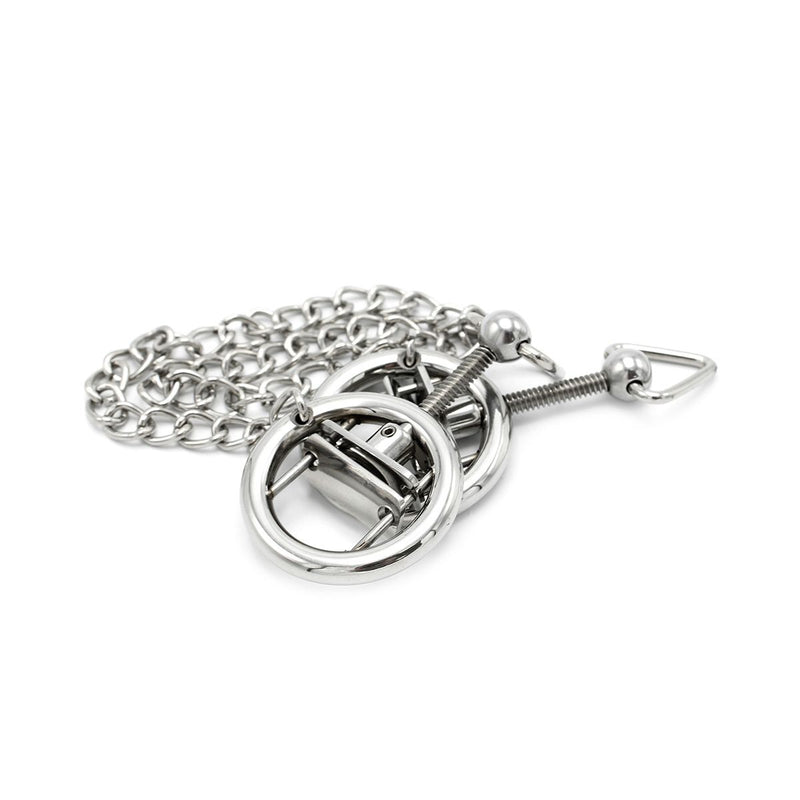 Kiotos - Stalen Tepelklem Ringen Met Ketting - RVS - Lengte Ketting 38 cm-Erotiekvoordeel.nl