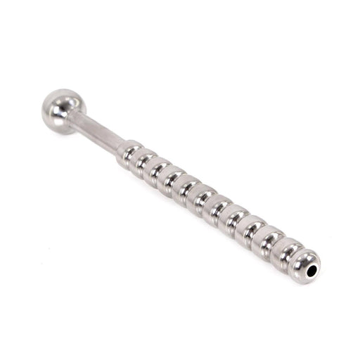 Kiotos - Geribbelde Holle Penisplug - RVS - 14 cm - diameter 7 mm-Laced-up.nl