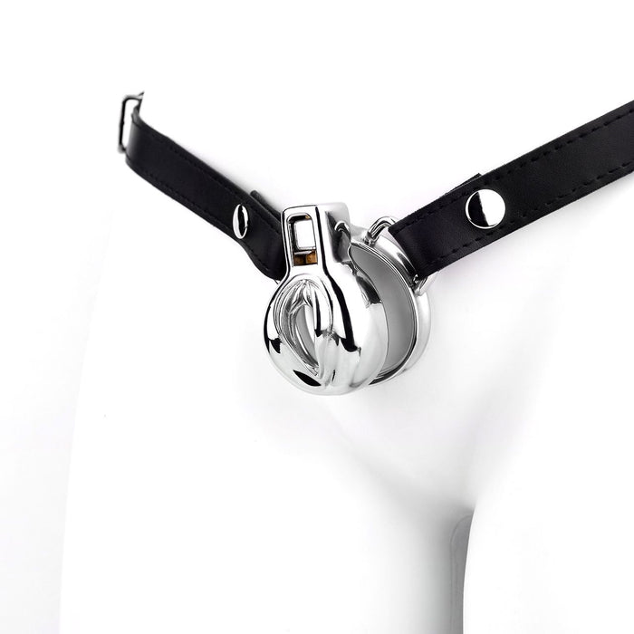 Kiotos - Kuisheidsgordel - Kuisheidskooi RVS - Vulva-imitatie - Sissy Training - Zwart-Laced-up.nl