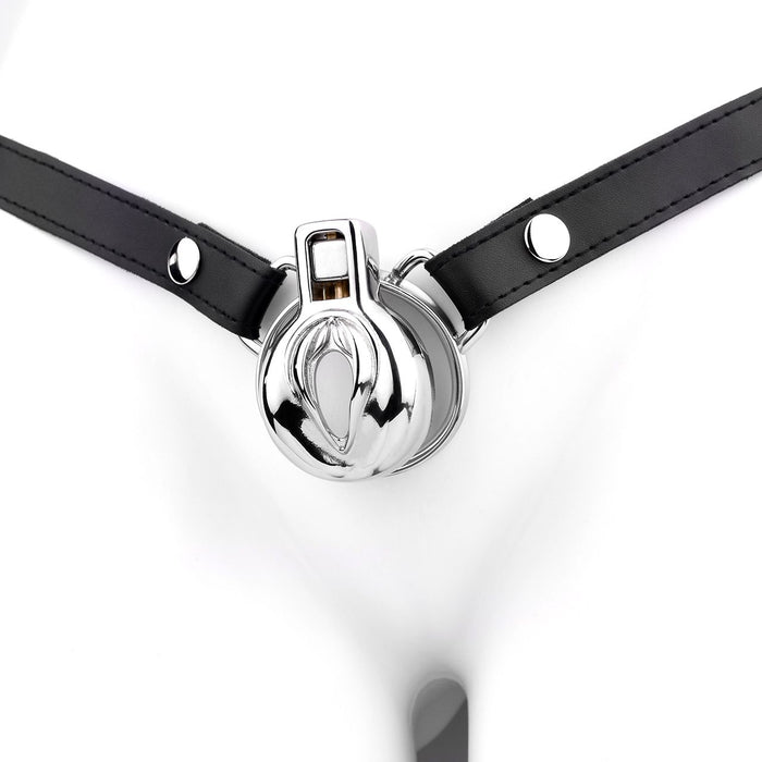 Kiotos - Kuisheidsgordel - Kuisheidskooi RVS - Vulva-imitatie - Sissy Training - Zwart-Laced-up.nl