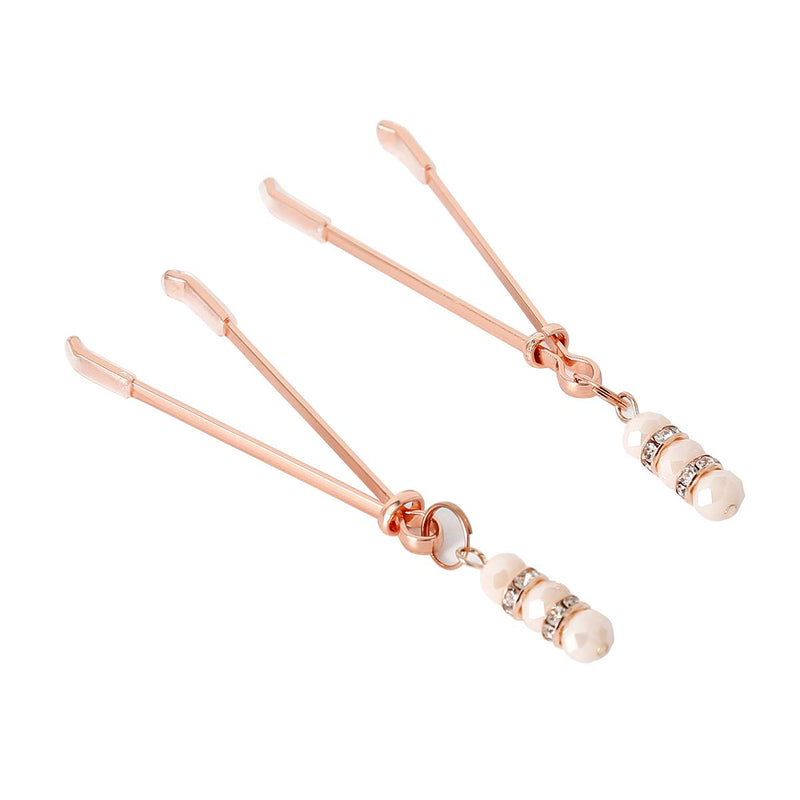 Kiotos - Roségouden tepelklemmen met stras steentjes-Laced-up.nl