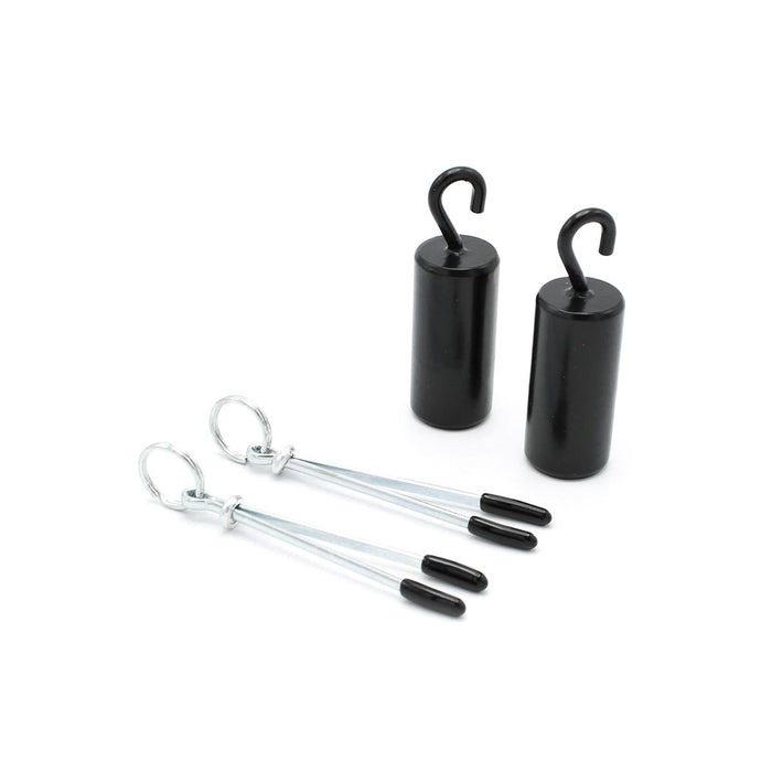 Kiotos - Tepelklemmen - Nipple Pinch Clamps met 2 x 100g Haakgewichten- RVS - Zwart-Laced-up.nl