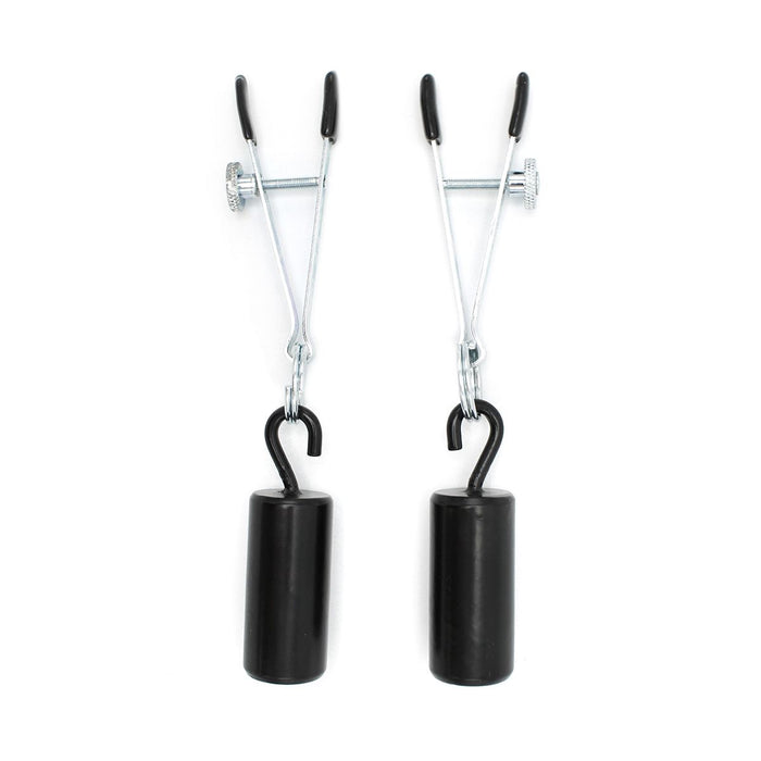 Kiotos - Tepelklemmen - Verstelbare Tepelklemen met 2 x 100 gram Haak Gewichten - RVS - Zwart-Laced-up.nl