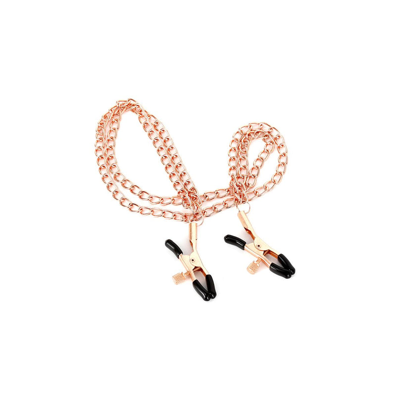 Kiotos - Tepelklemmen Rosé Goud - Met Dubbele Decoratieve Ketting-Erotiekvoordeel.nl