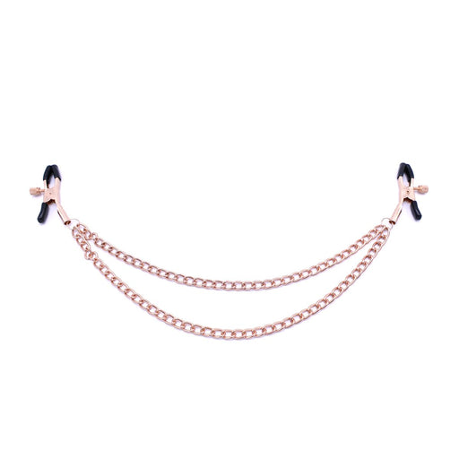 Kiotos - Tepelklemmen Rosé Goud - Met Dubbele Decoratieve Ketting-Erotiekvoordeel.nl