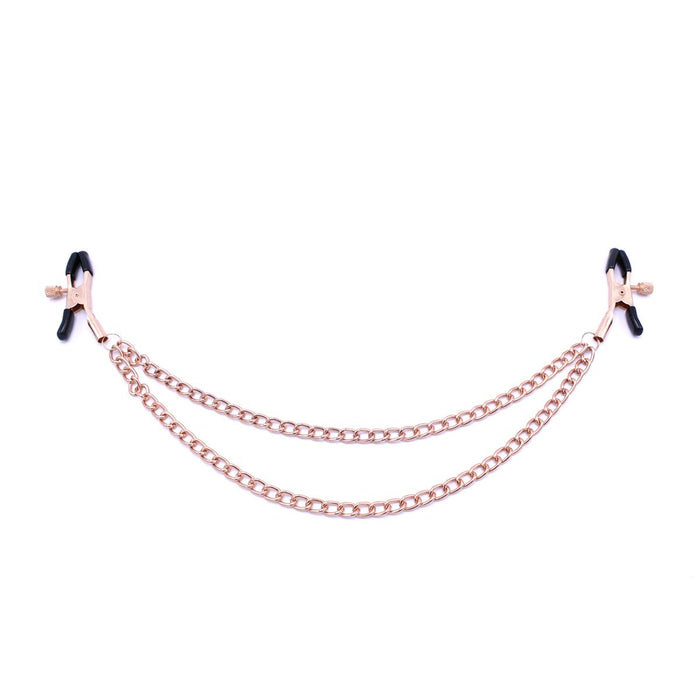 Kiotos - Tepelklemmen Rosé Goud - Met Dubbele Decoratieve Ketting-Erotiekvoordeel.nl