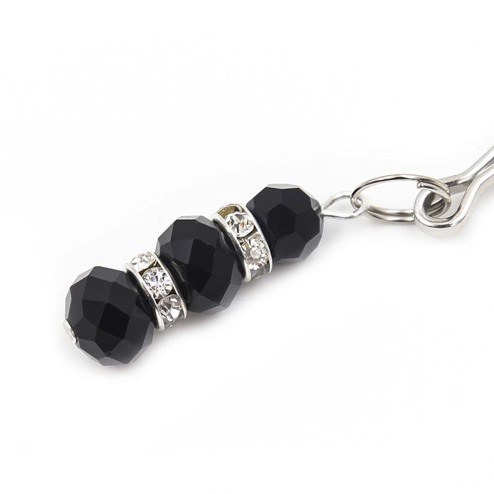 Kiotos - Verstelbare Pincet Tepelklemmen Met versiering Van Zwarte kralen En strass Steentjes-Laced-up.nl