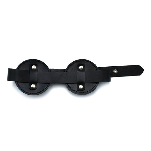 Kiotos - Black Leather Blindfold - With Adjustable Eye Covers - Laced-up.nl