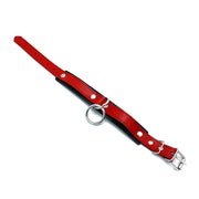 Kiotos - Black/Red Leather Collar with Large O-Ring - Laced-up.nl