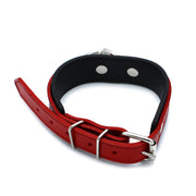 Kiotos - Black/Red Leather Collar with Large O-Ring - Laced-up.nl