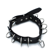 Kiotos - Collier en cuir noir avec plusieurs anneaux en D - Laced-up.nl