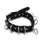 Kiotos - Collier en cuir noir avec plusieurs anneaux en D - Laced-up.nl