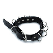 Kiotos - Collier en cuir noir avec plusieurs anneaux en D - Laced-up.nl