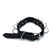 Kiotos - Collier en cuir noir avec plusieurs anneaux en D - Laced-up.nl