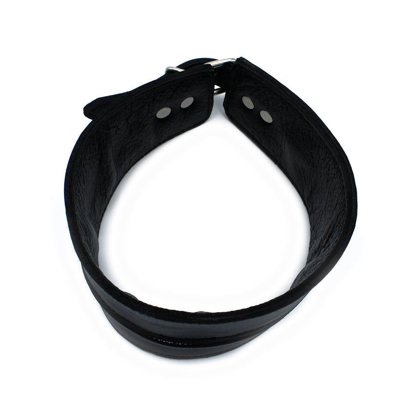 Kiotos - Schwarzes, mit Leder gefüttertes Halsband mit hohem Kragen und Reißverschluss - Laced-up.nl