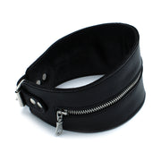 Kiotos - Schwarzes, mit Leder gefüttertes Halsband mit hohem Kragen und Reißverschluss - Laced-up.nl
