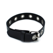 Kiotos - Black Leather Slim Collar with Multi-Metal Eyelets - Laced-up.nl