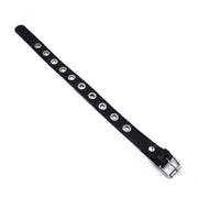 Kiotos - Black Leather Slim Collar with Multi-Metal Eyelets - Laced-up.nl