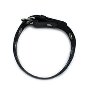 Kiotos - Black Leather Slim Collar with Multi-Metal Eyelets - Laced-up.nl