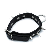 Kiotos - Black Leather Spiked Collar with O-Ring - Laced-up.nl