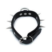 Kiotos - Black Leather Spiked Collar with O-Ring - Laced-up.nl