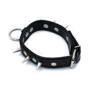 Kiotos - Black Leather Spiked Collar with O-Ring - Laced-up.nl