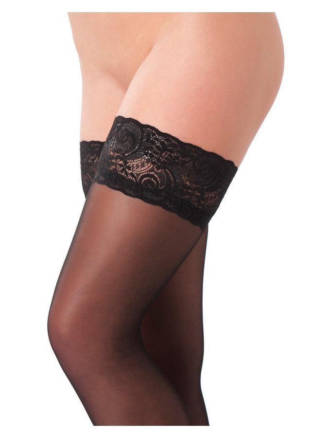 Amorable - Kousen Met Kanten Rand - Zwart-Laced-up.nl
