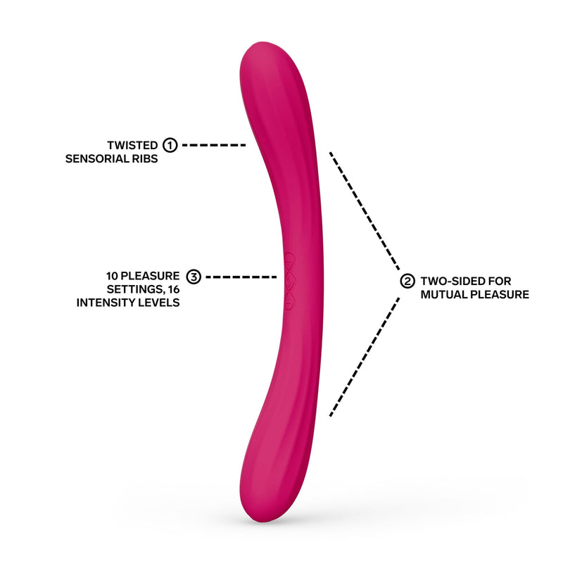 LELO - Boomerang - Dubbelzijdige Vibrator - Dubbele Motor - Cerise-Erotiekvoordeel.nl