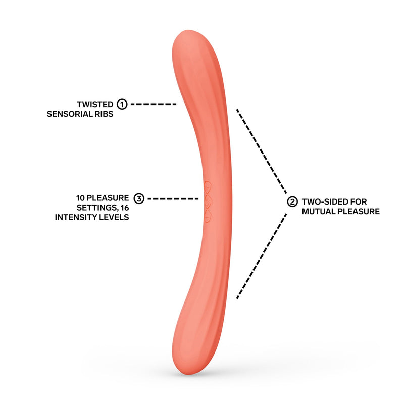 LELO - Boomerang - Dubbelzijdige Vibrator - Dubbele Motor - Coral-Erotiekvoordeel.nl
