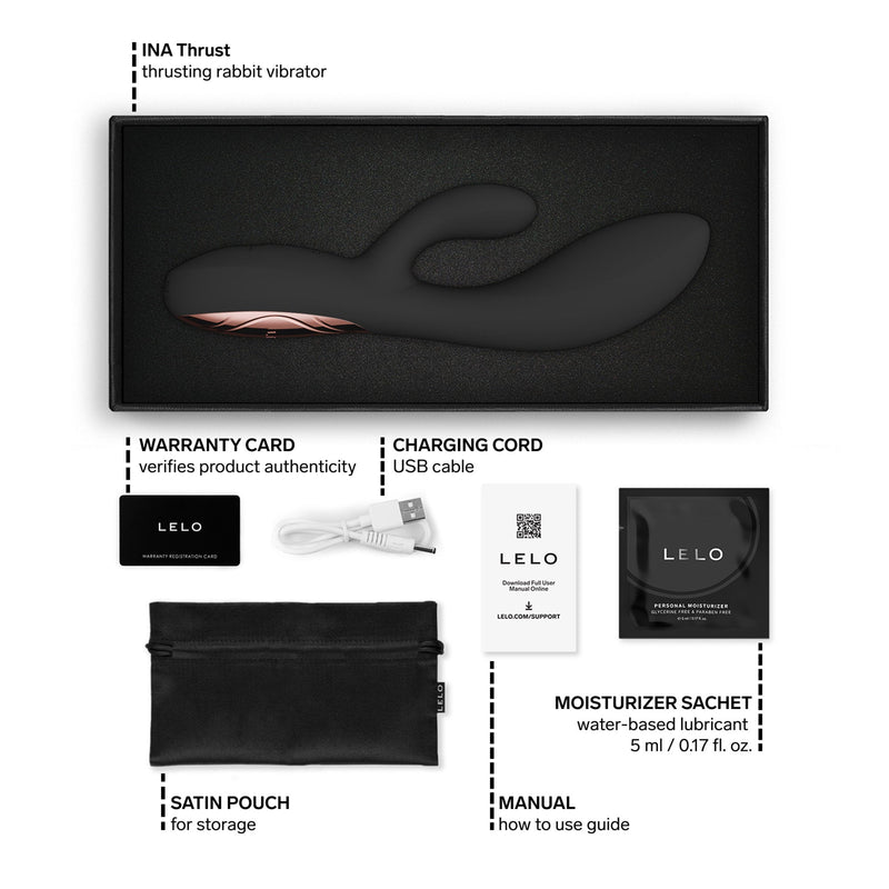 LELO - Ina Thrust - Rabbit Vibrator met Stootbeweging - Zwart-Erotiekvoordeel.nl