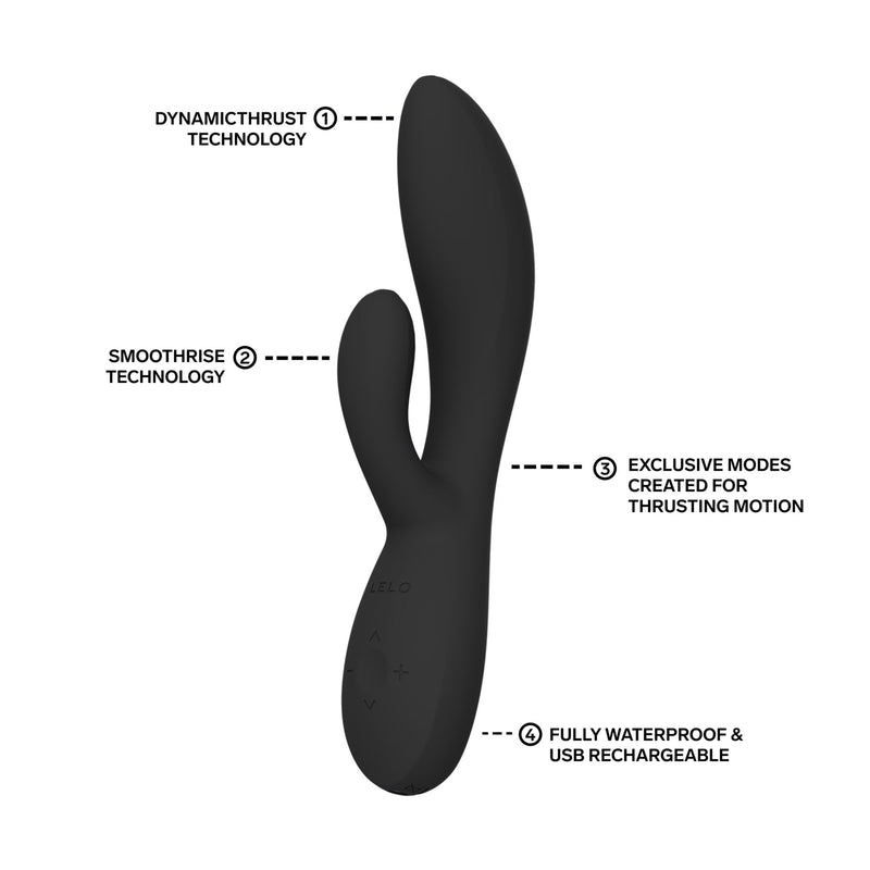 LELO - Ina Thrust - Rabbit Vibrator met Stootbeweging - Zwart-Erotiekvoordeel.nl