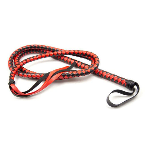 Kiotos - Lange gevlochten single tail - Bull Whip - 190 cm lang - Rood/Zwart-Erotiekvoordeel.nl