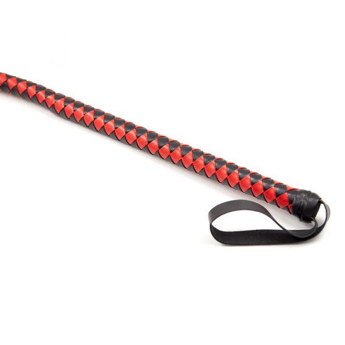 Kiotos - Lange gevlochten single tail - Bull Whip - 190 cm lang - Rood/Zwart-Erotiekvoordeel.nl